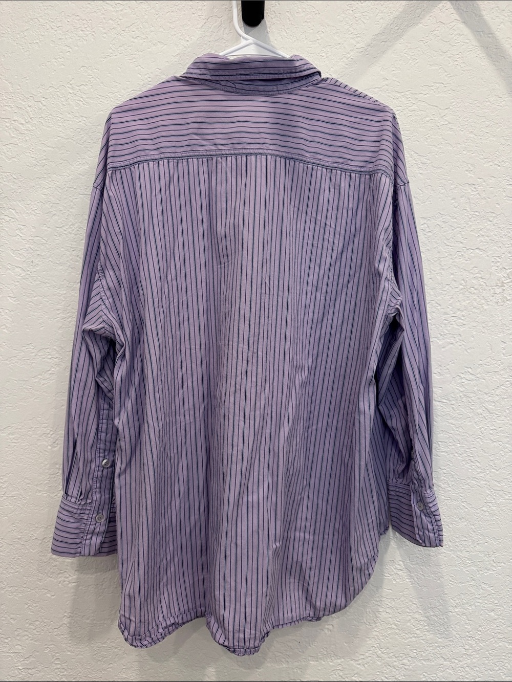 Lavender Striped Button-Down Shirt oversized - Picture 3 of 4